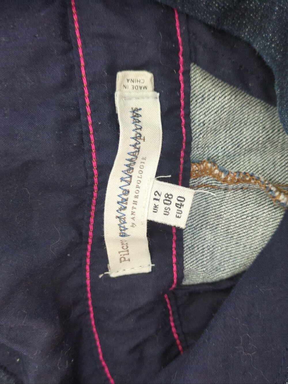 Anthro wide leg Pilcro dark denim Jumpsuit Overall 8 M - Picture 10 of 10